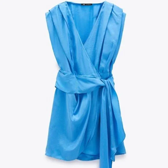 ZARA Flowing Blue Dress TRF - XS - Picture 2 of 4